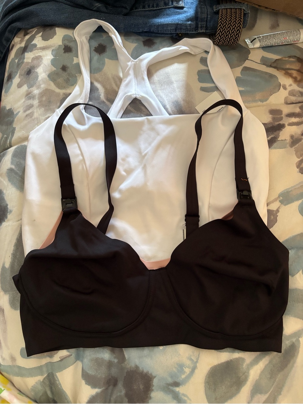 Aritzia Two-Tone White and Black Strappy bra